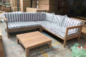 logan outdoor teak wood sofa